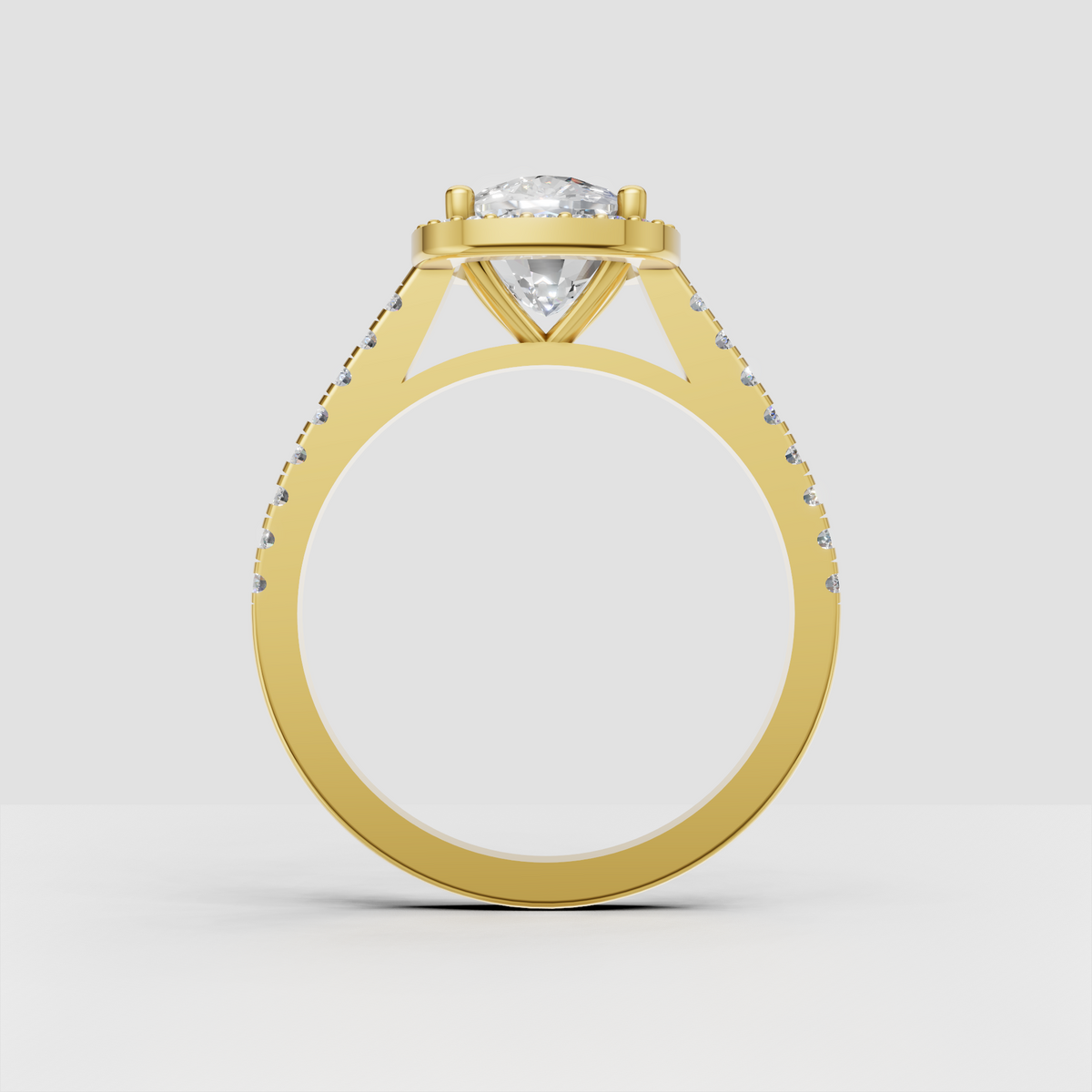 Luxury oval diamond halo ring with round accent stones