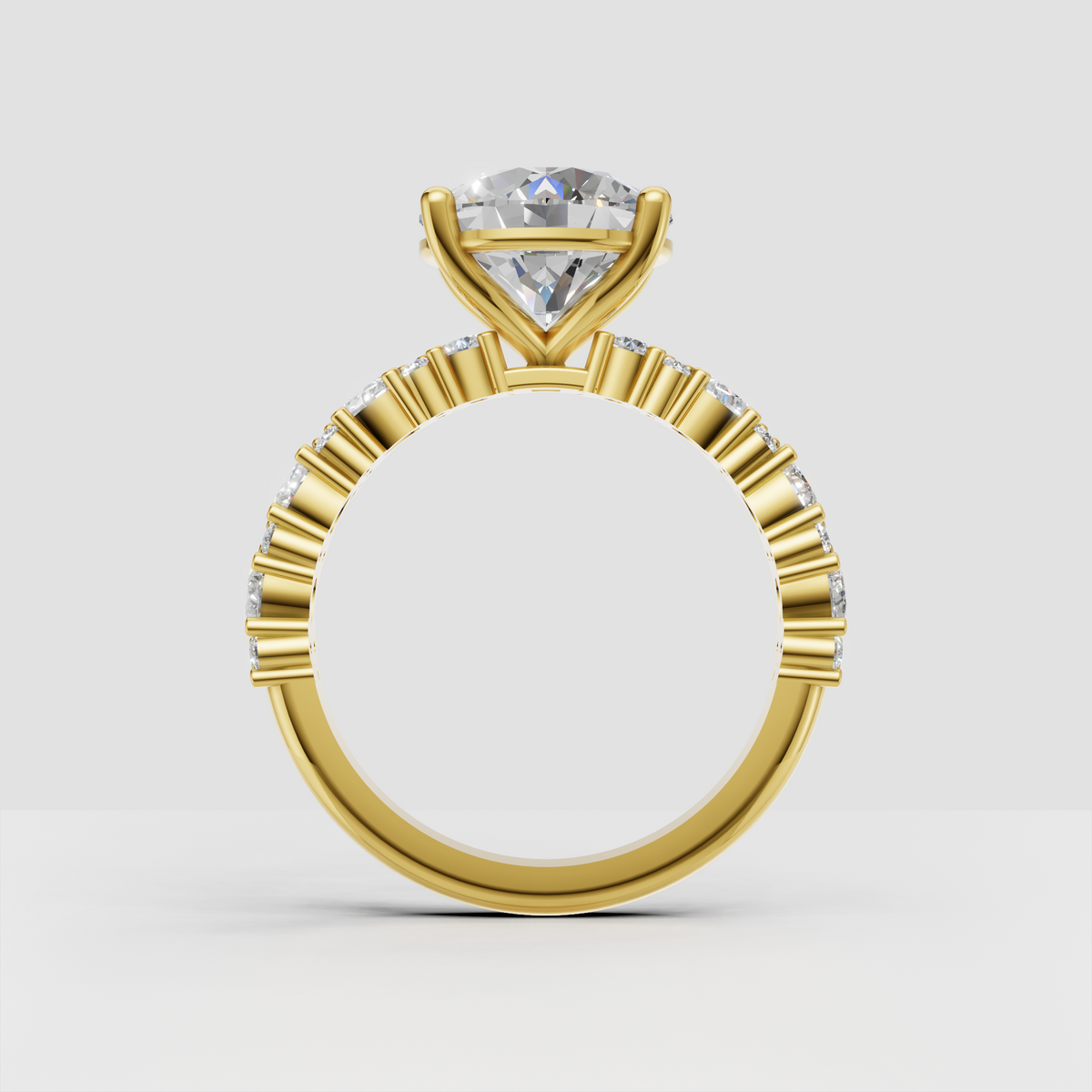 Elegant round cut diamond ring with polished precious metal band