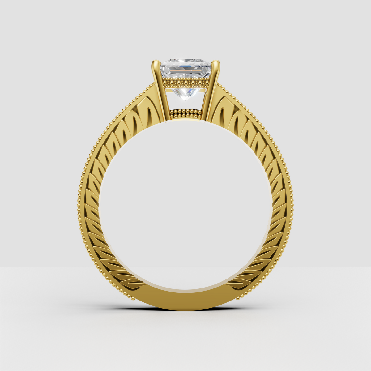 Yellow gold princess cut diamond ring