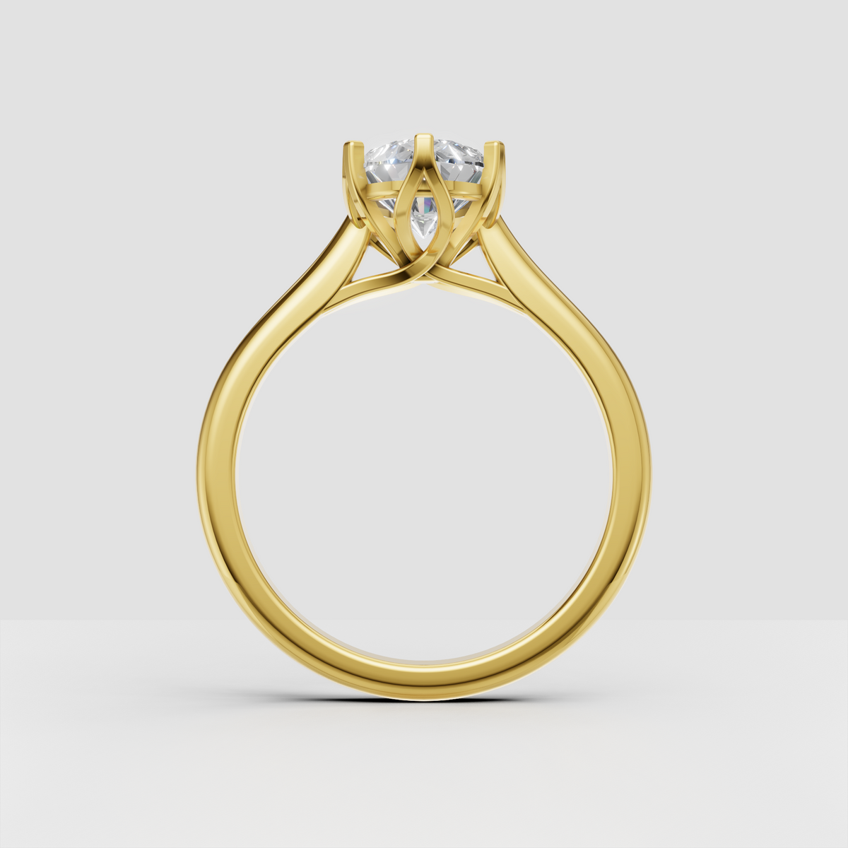 Elegant pear diamond solitaire ring with cathedral shoulders