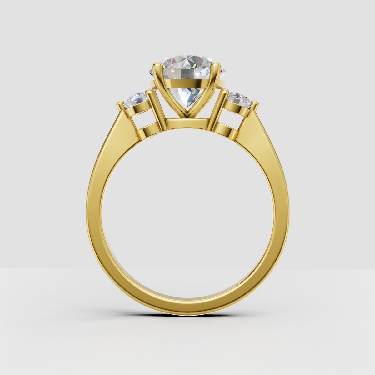 Round center Diamond ring with prong setting and side stones