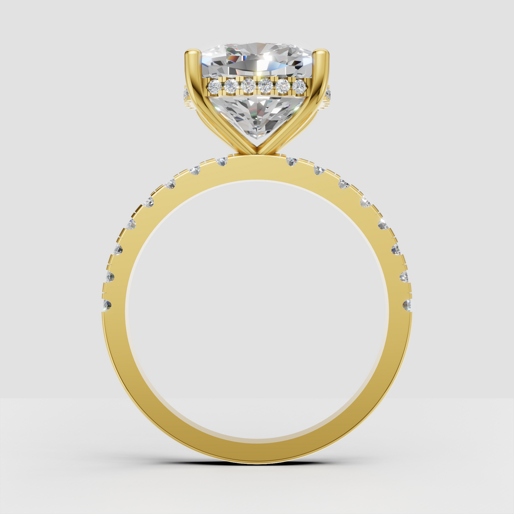 Pear Cut Lab Grown & Moissanite Diamond Halo Engagement Ring - Image 3