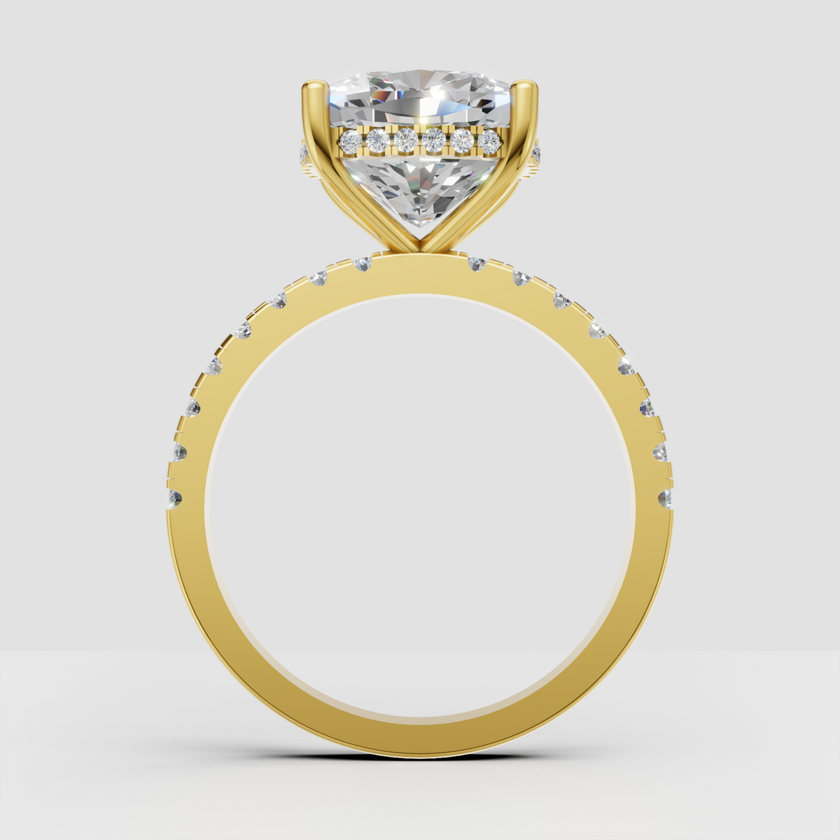 Pear Cut Lab Grown & Moissanite Diamond Halo Engagement Ring - Image 3