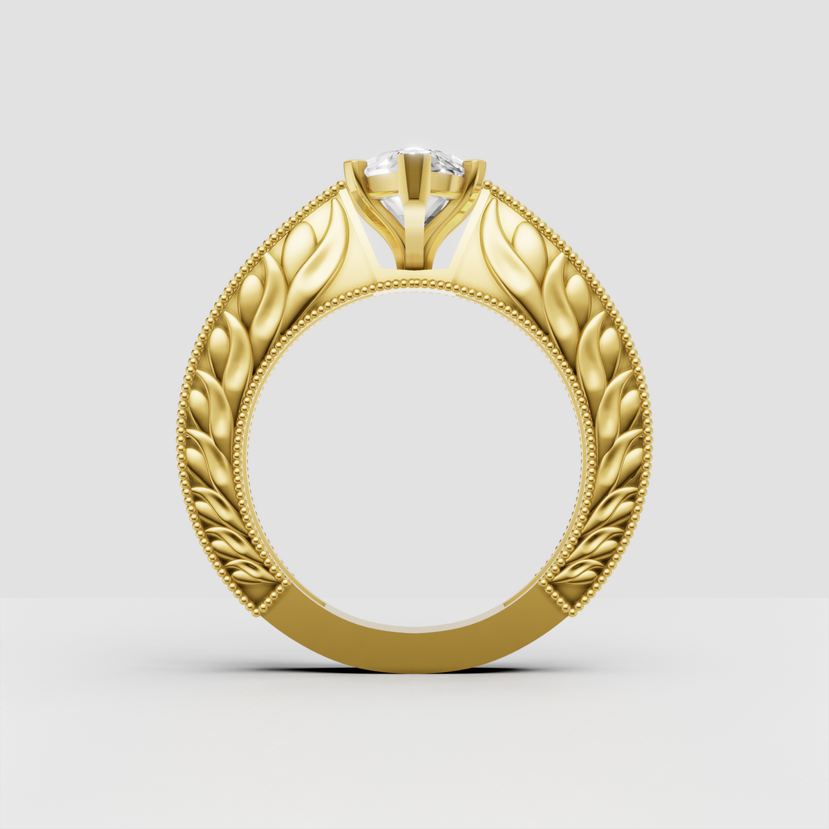 Marquise engagement ring featuring decorative prong setting