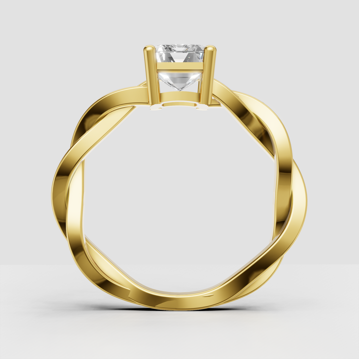 Yellow gold emerald cut engagement ring