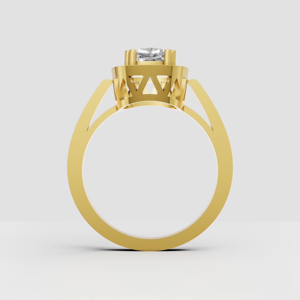 Cushion halo engagement ring featuring a sparkling round diamond border