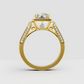 Luxury round diamond engagement ring featuring a four-prong halo setting
