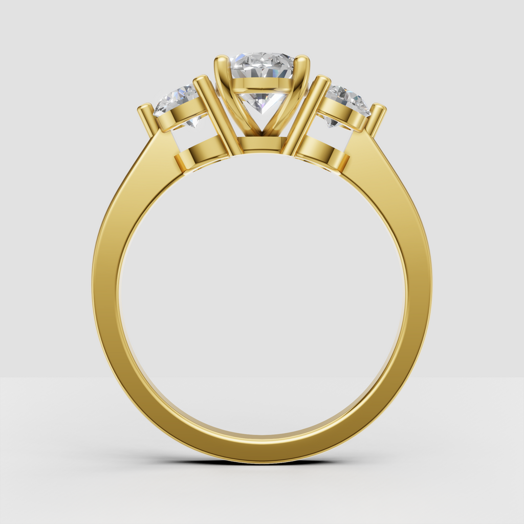 Yellow gold oval diamond ring with intricate filigree detailing