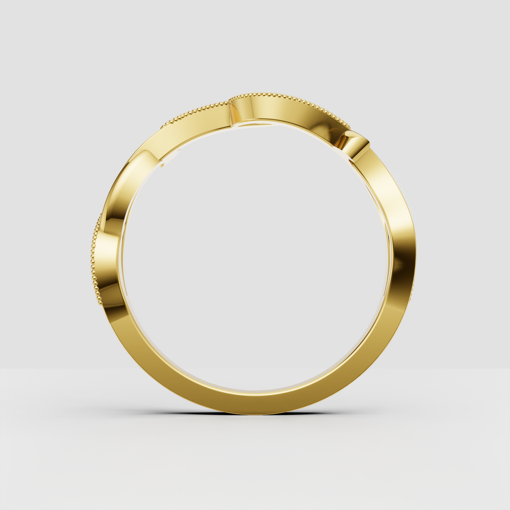 Intertwined diamond band ring in polished yellow gold