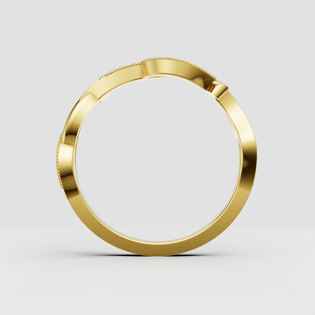 Intertwined diamond band ring in polished yellow gold