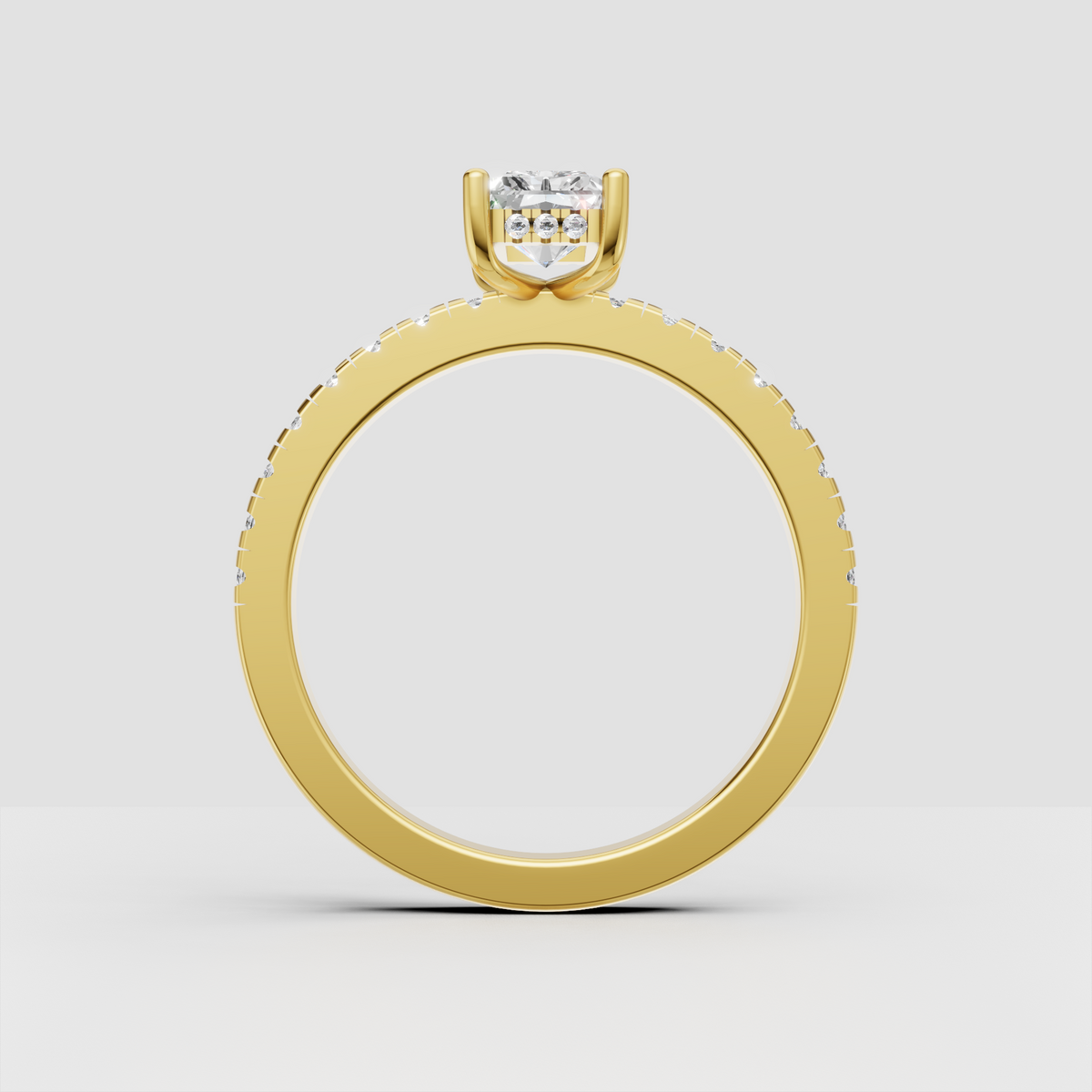 Rectangular radiant Diamond engagement ring with side stones