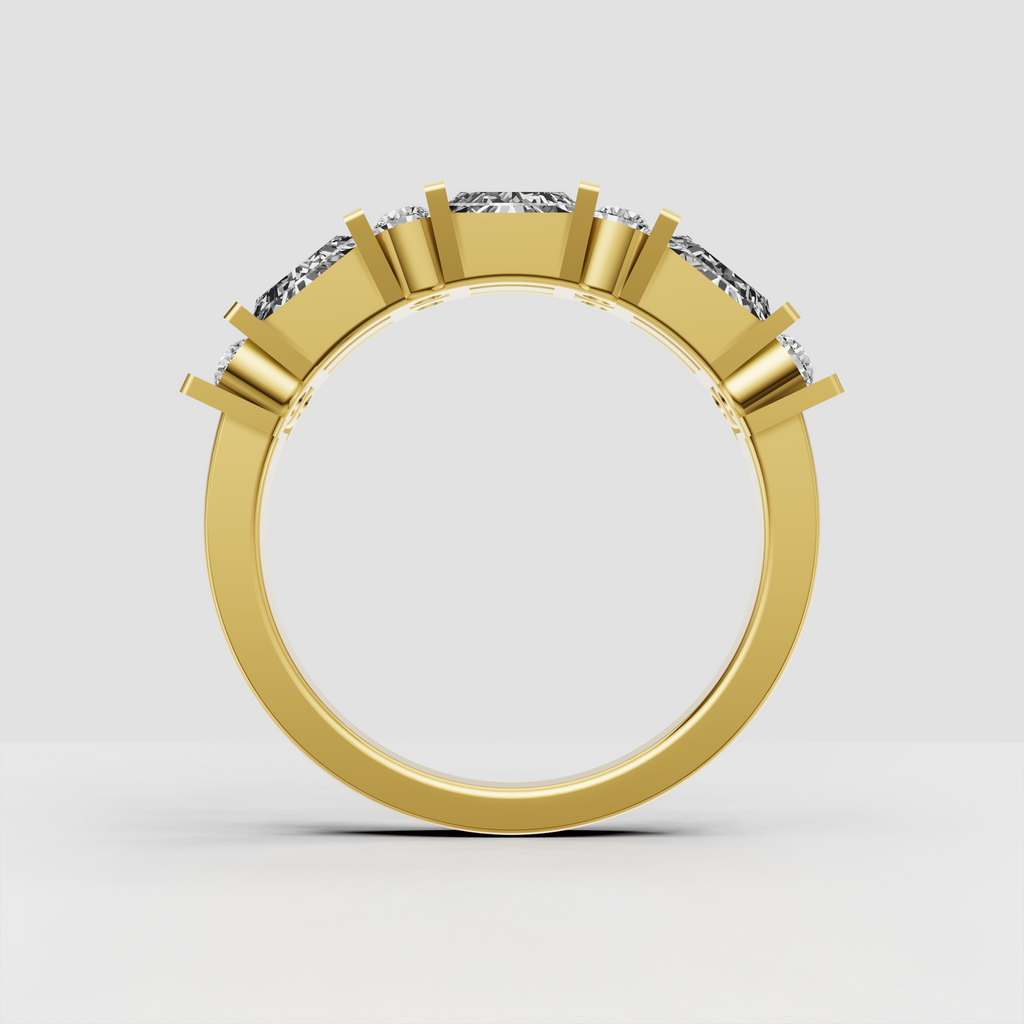 Luxury geometric eternity band featuring baguette and round diamonds
