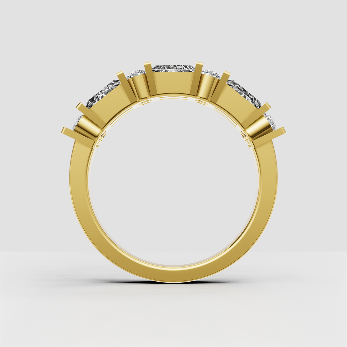 Luxury geometric eternity band featuring baguette and round diamonds
