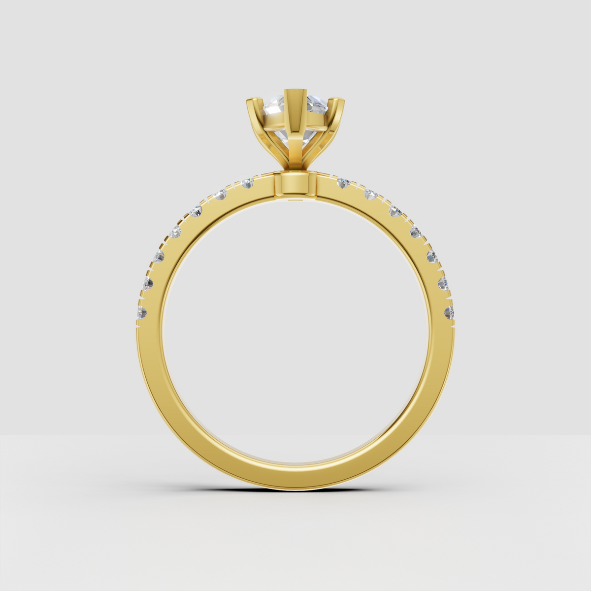 Marquise Diamond Cathedral Shared-Prong Engagement Ring