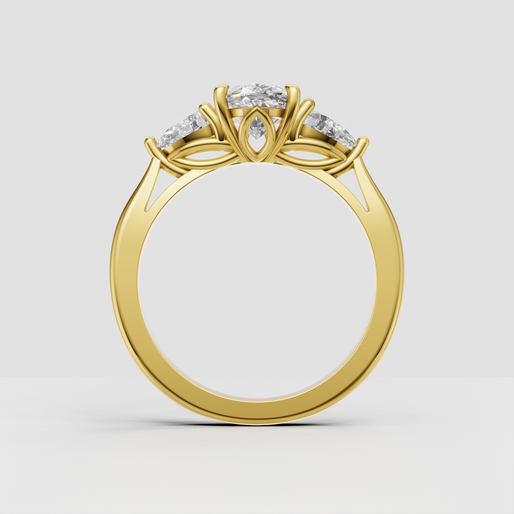 Yellow gold oval engagement ring with matching side diamonds