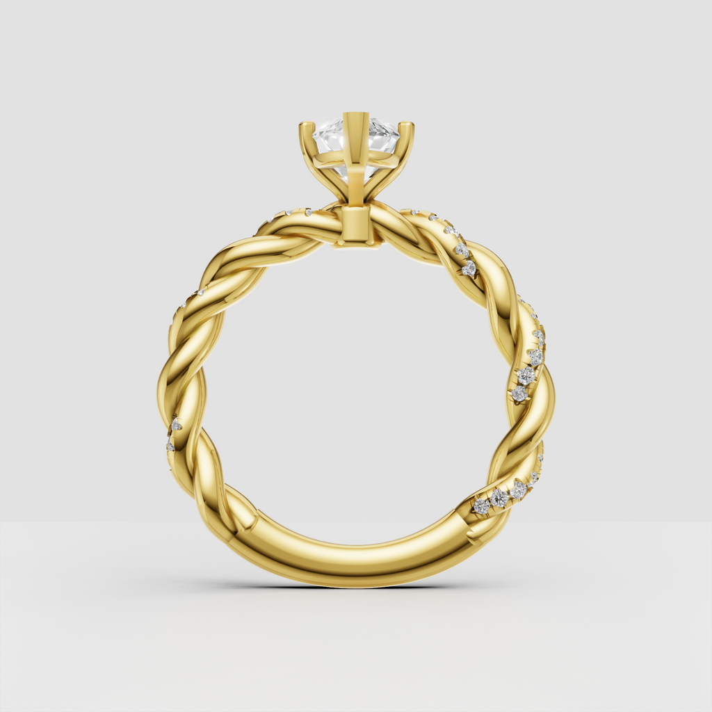 Elegant marquise cut diamond ring with sculpted vine shoulders