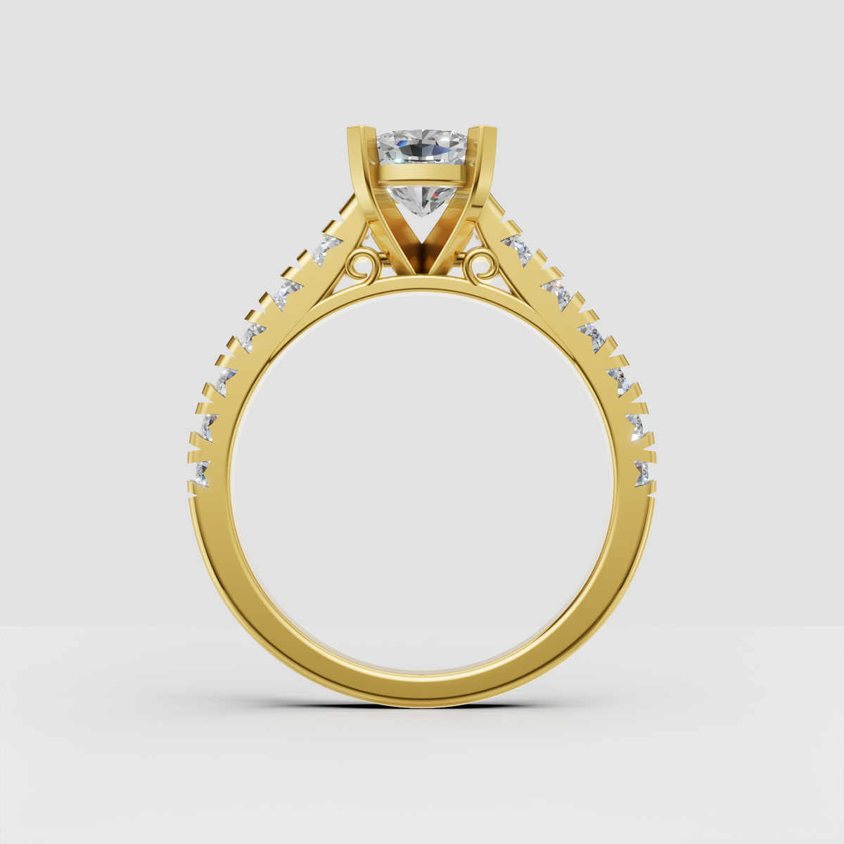 Trillion Cut Lab Grown & Moissanite Diamond Halo Engagement Ring - Image 3