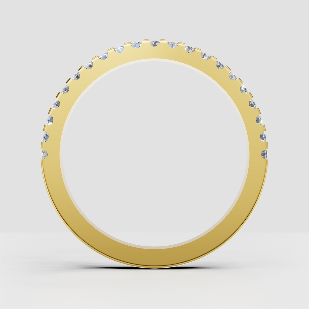 Round diamond wedding band with continuous stone setting