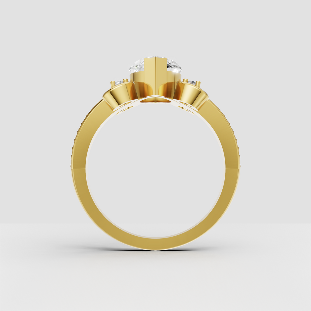 Marquise canter stone ring with vintage-inspired detailing