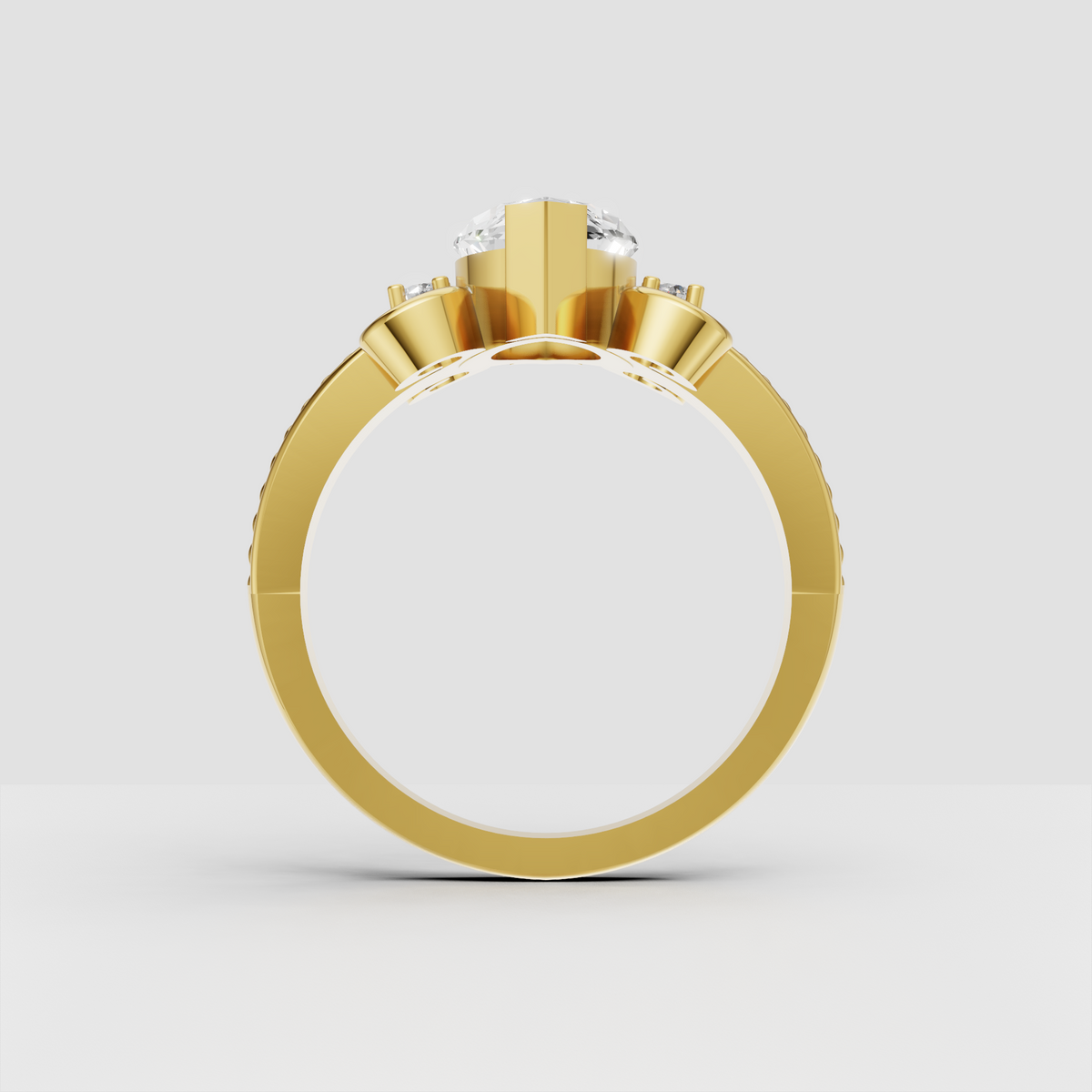 Marquise canter stone ring with vintage-inspired detailing