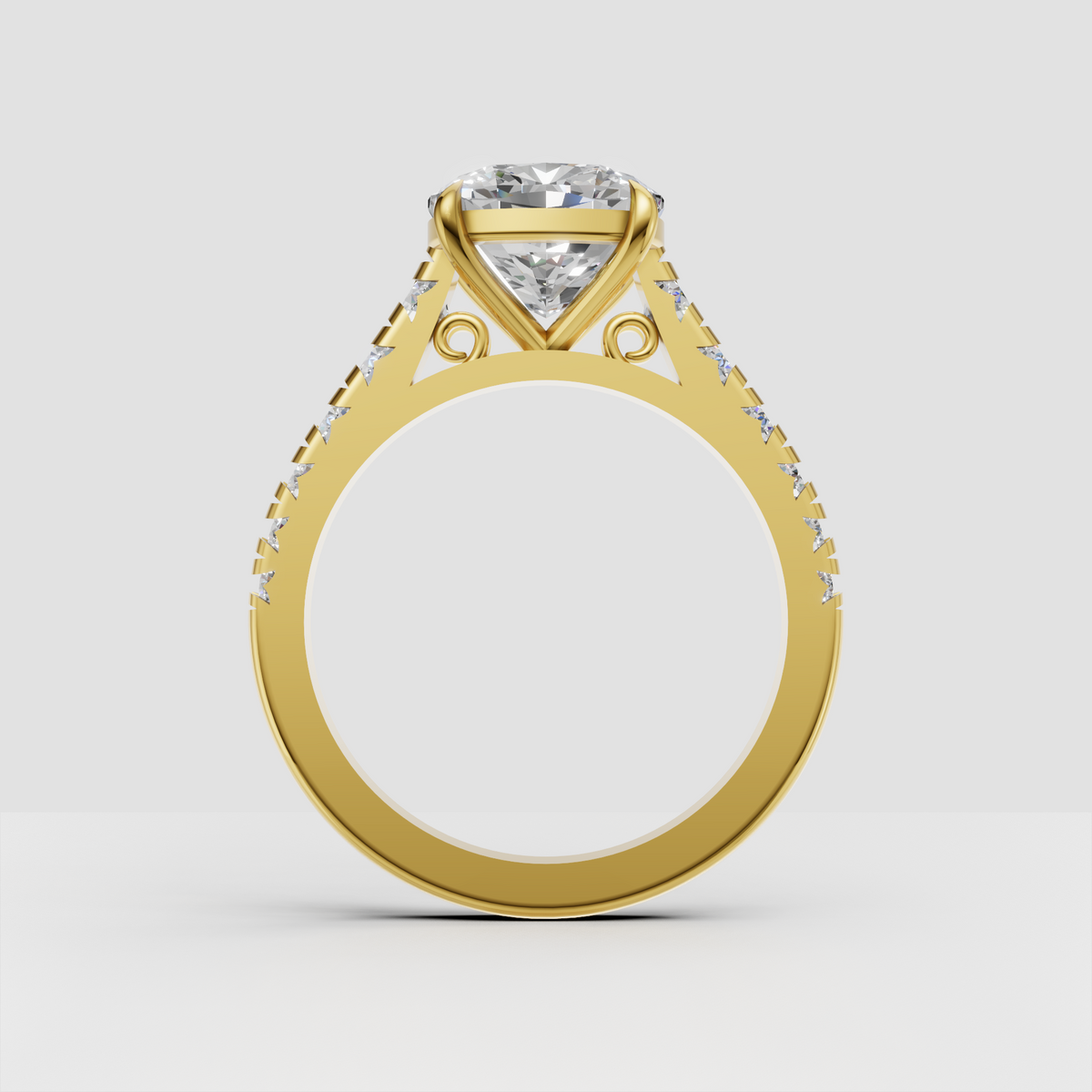Vintage cushion cut diamond engagement ring with ornate gallery