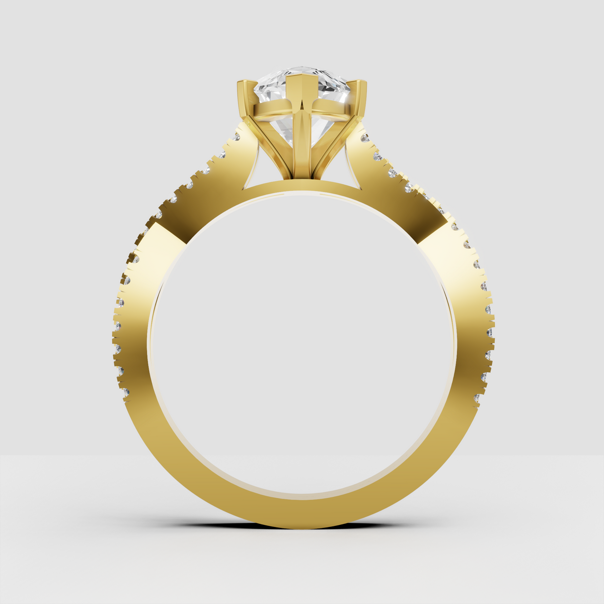 Pear Cut Lab Grown & Moissanite Diamond Halo Engagement Ring
