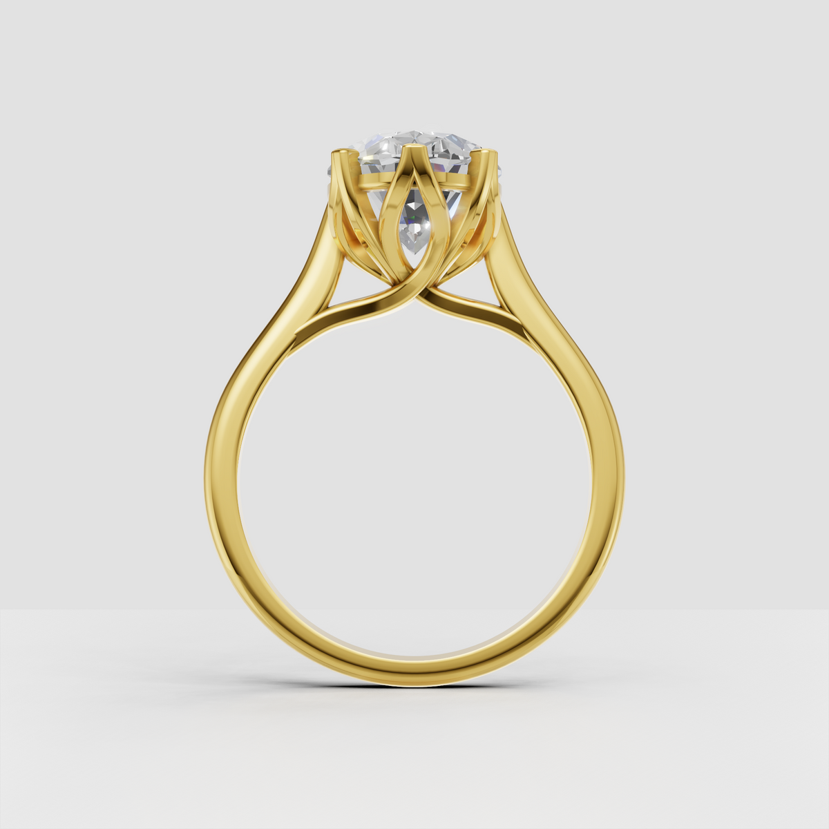 Classic oval solitaire ring with polished gold band
