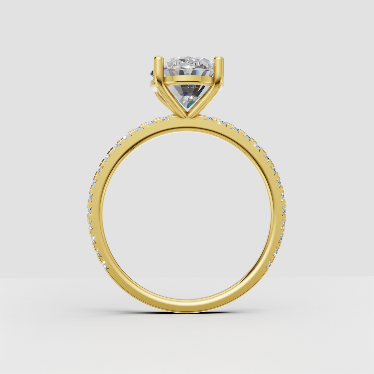 Elegant oval engagement ring with four-prong center setting