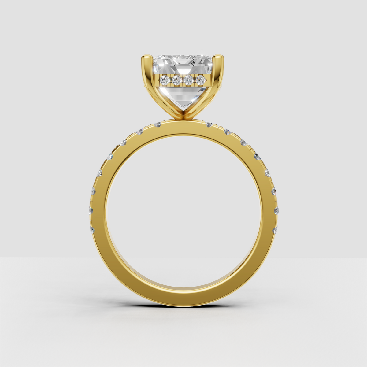 Heart diamond engagement ring featuring a sleek polished gold band