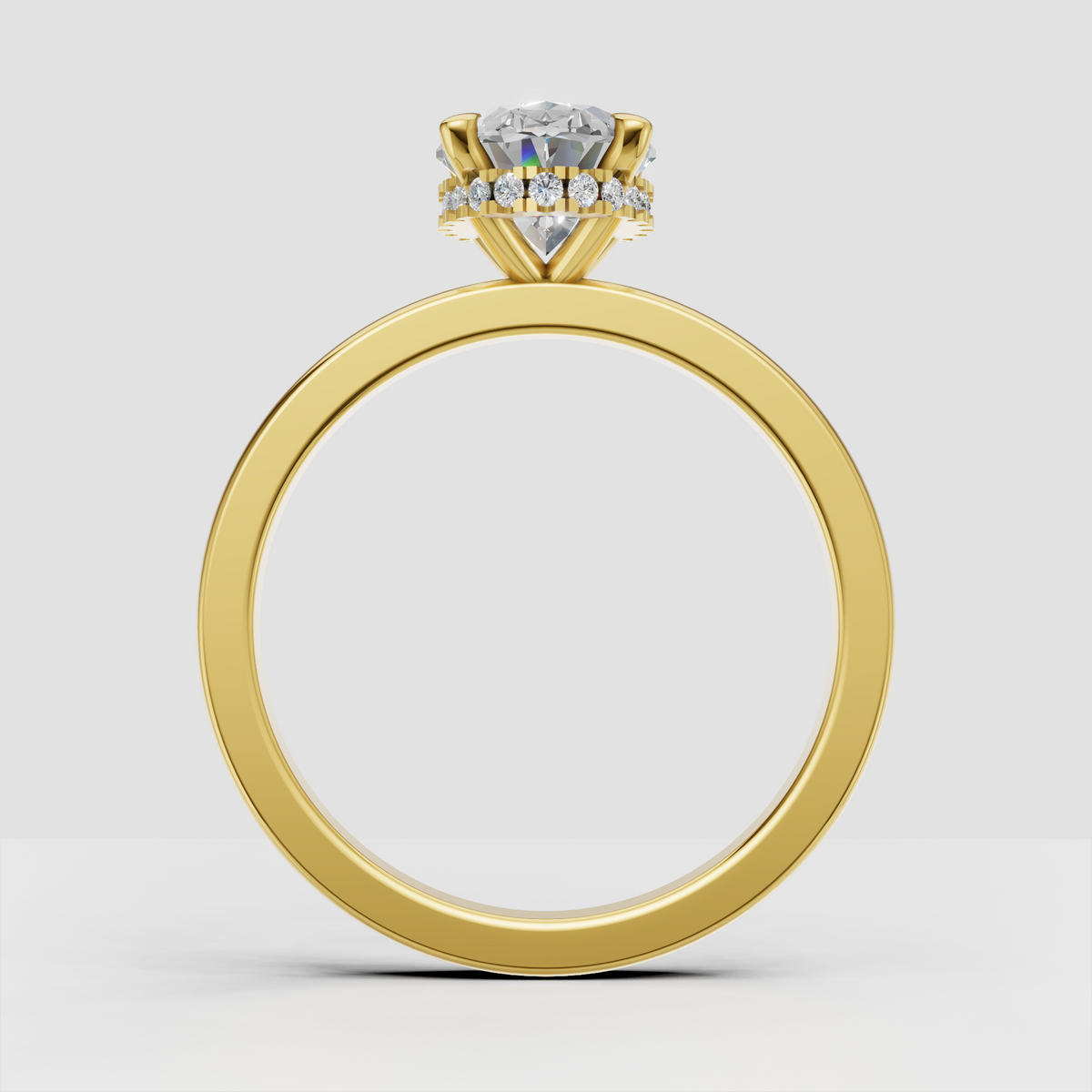 Elegant oval diamond engagement ring with polished gold band