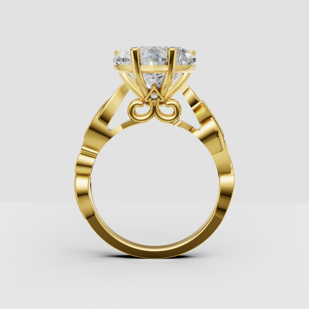 Vintage heart cut diamond engagement ring with infinity-inspired design