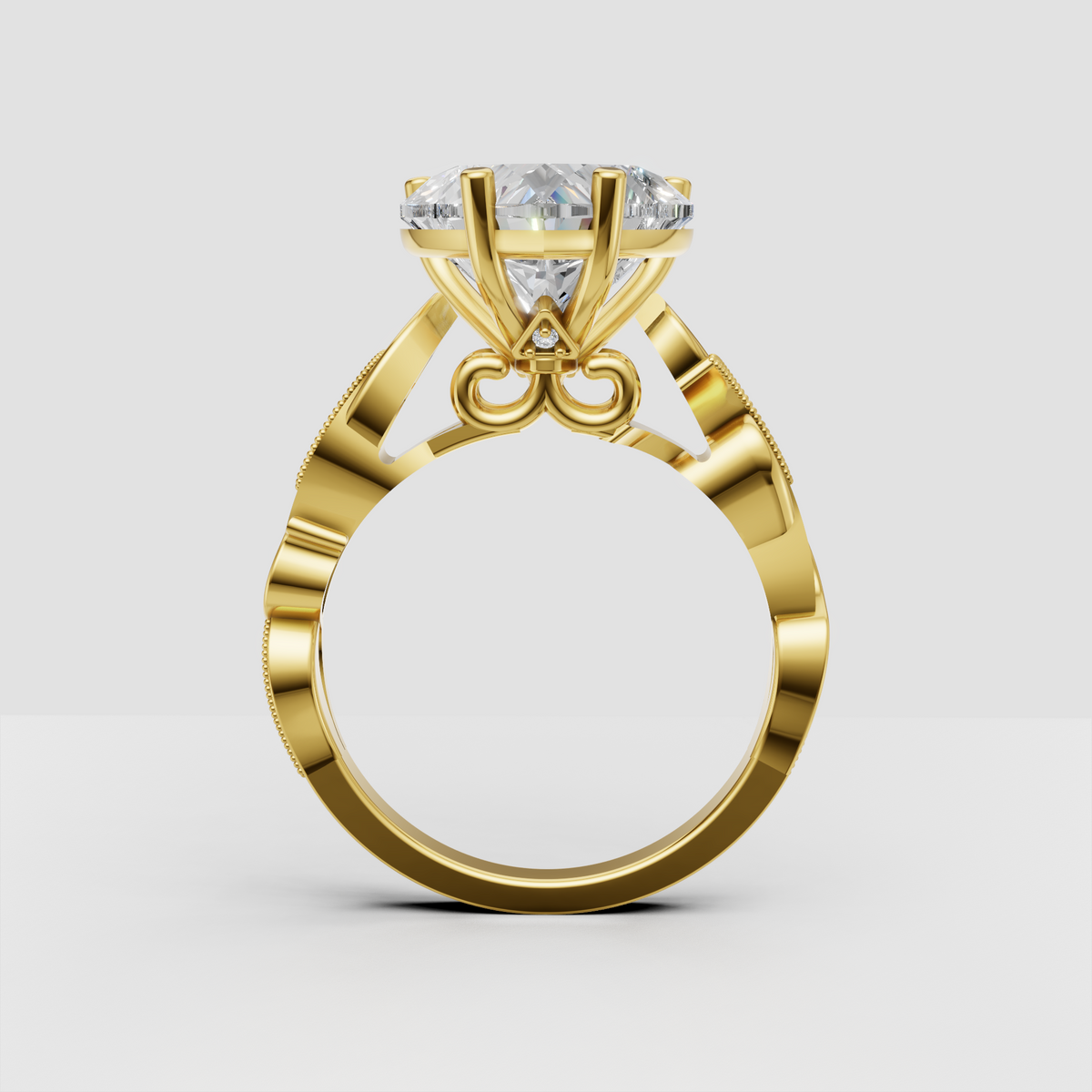 Vintage heart cut diamond engagement ring with infinity-inspired design