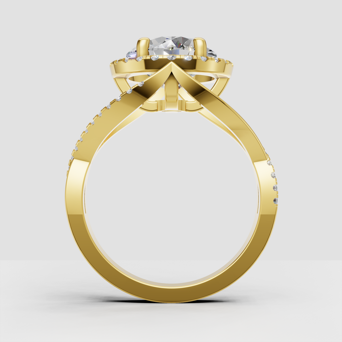 Round diamond ring with sparkling halo