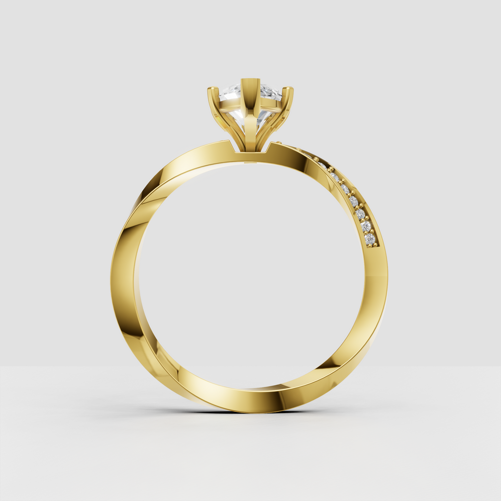 Elegant marquise engagement ring with round pavé side diamonds