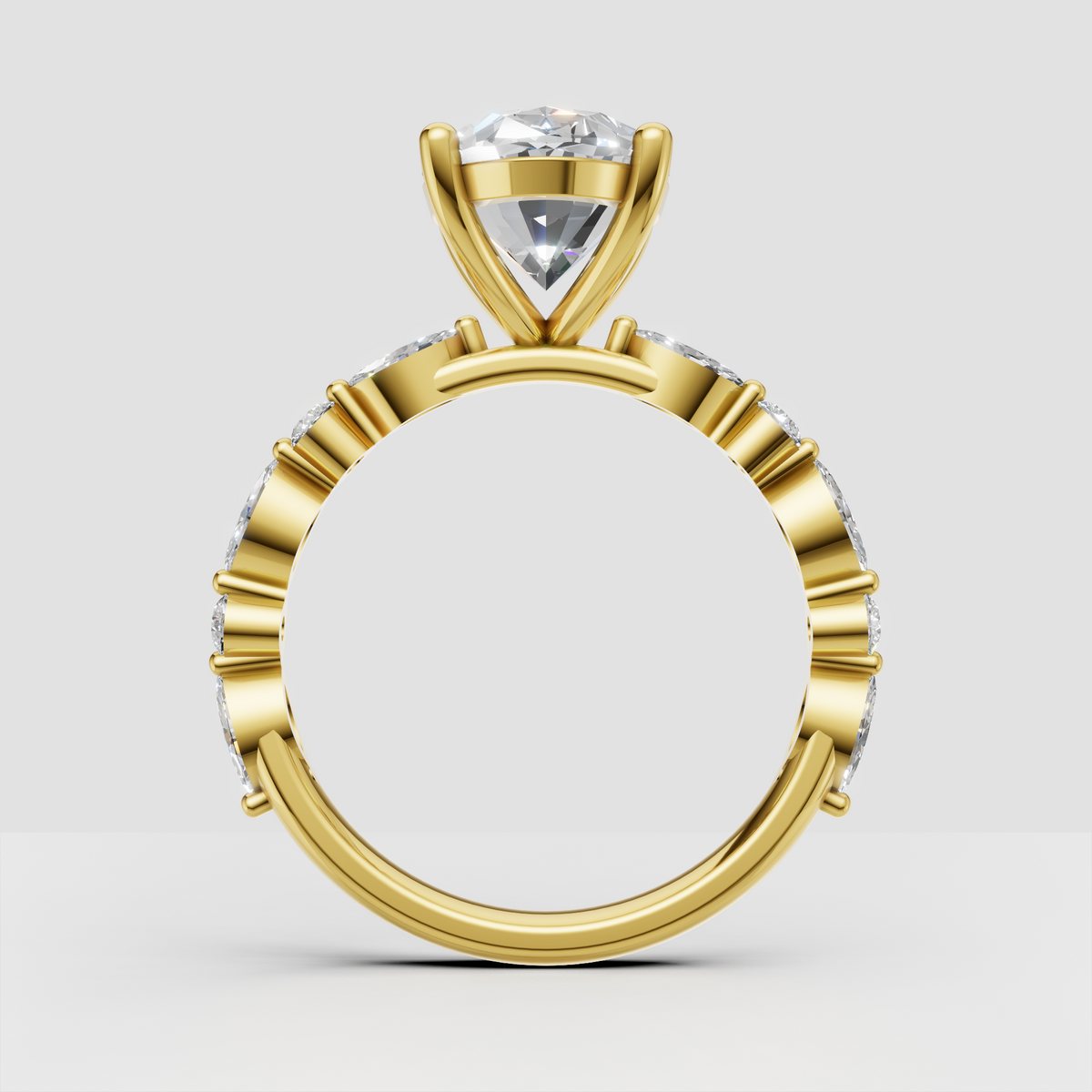 Elegant oval diamond bridal ring with gold setting