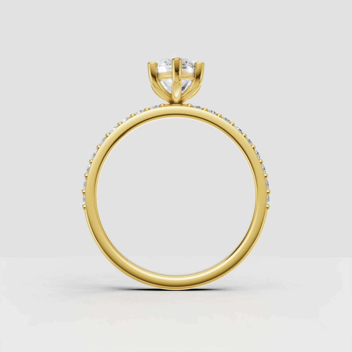 Marquise canter stone engagement ring with multi-prong setting