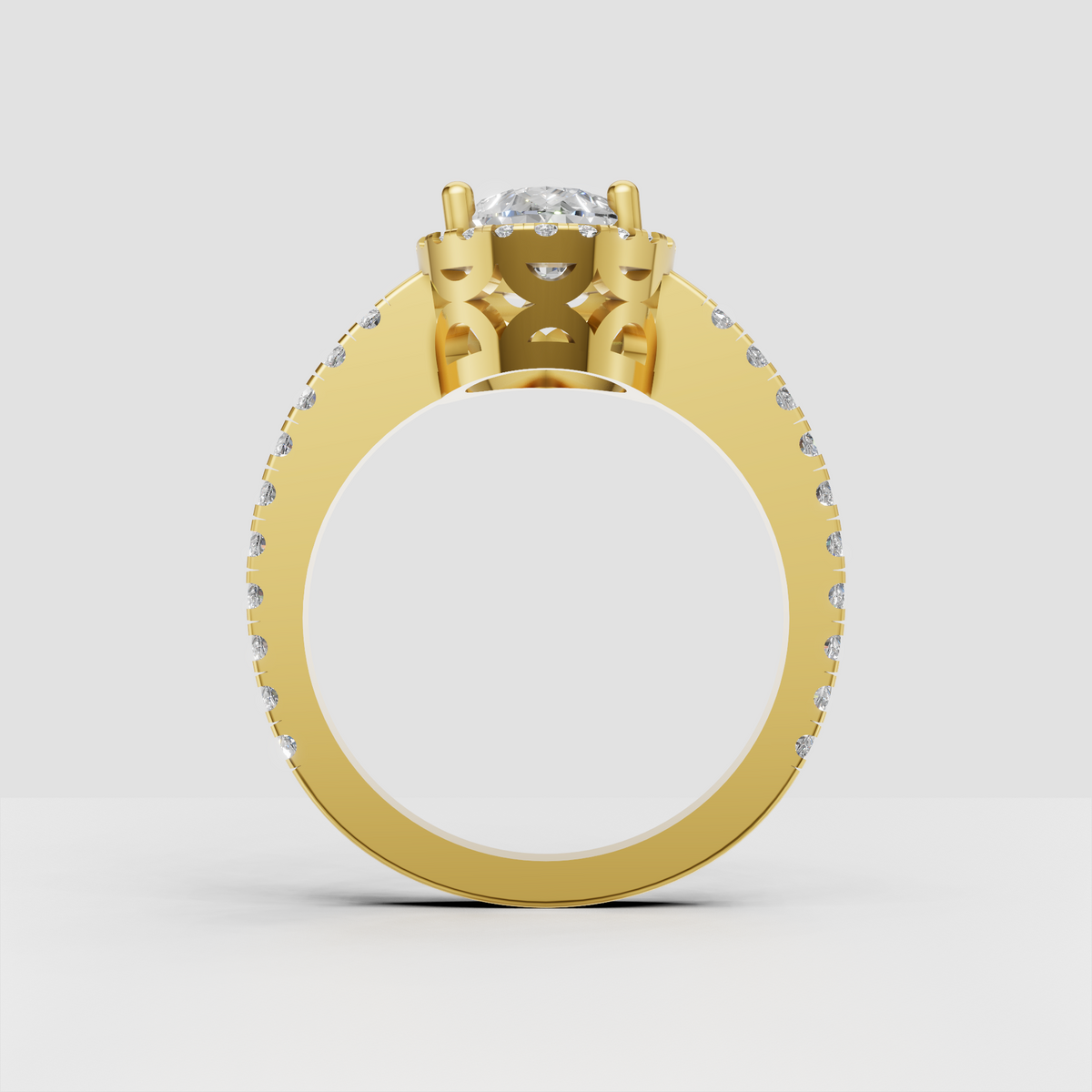 Pear diamond engagement ring with sparkling round halo