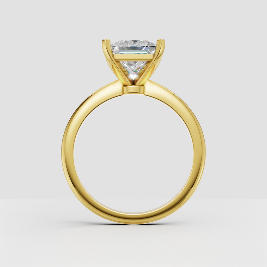 Elegant princess cut solitaire ring with cathedral shoulders