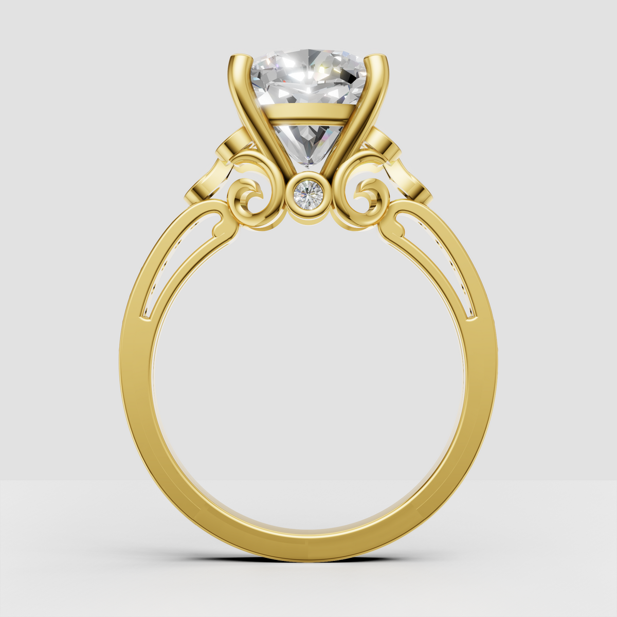 Vintage cushion engagement ring with sparkling accent stones