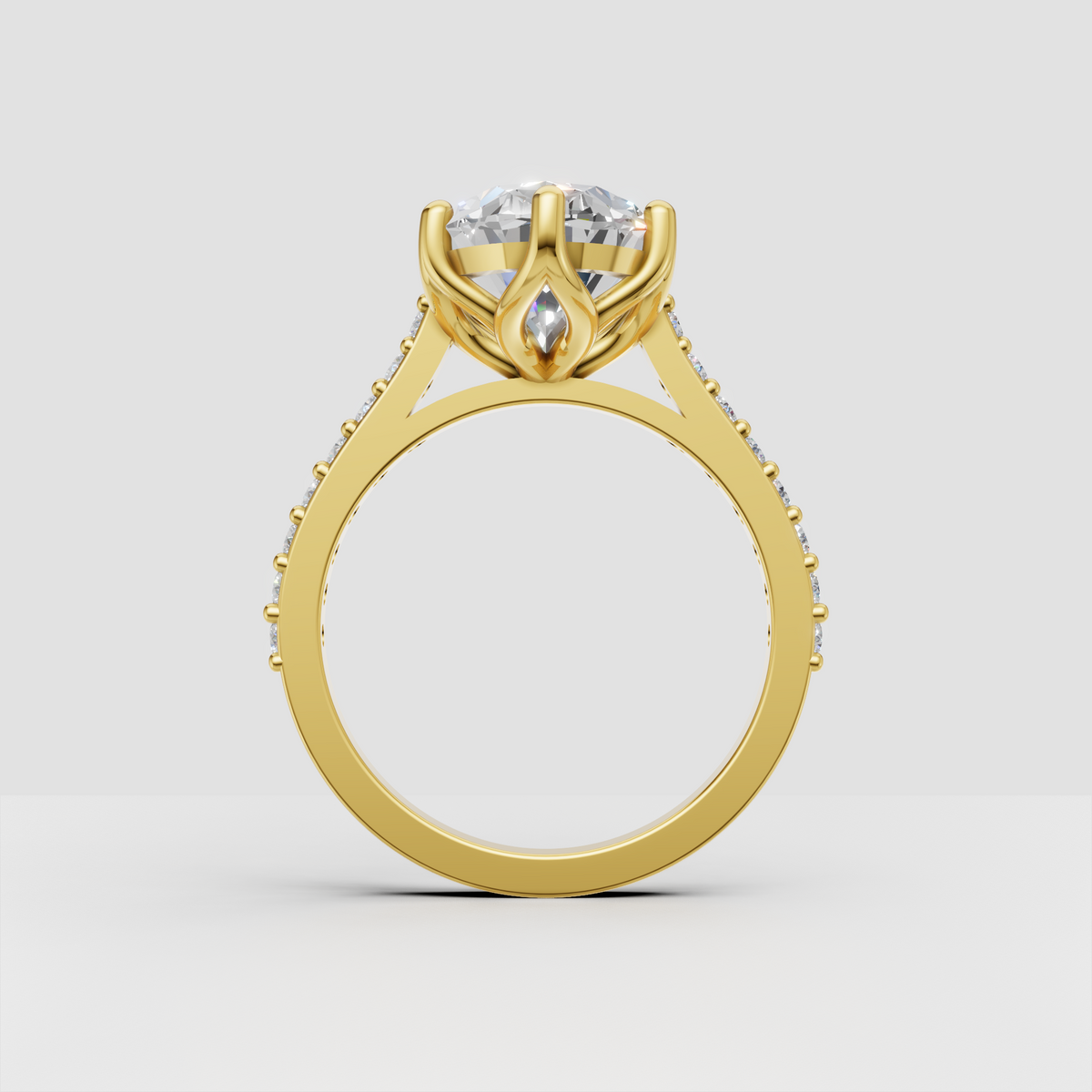 Oval diamond ring featuring an elegant cathedral setting