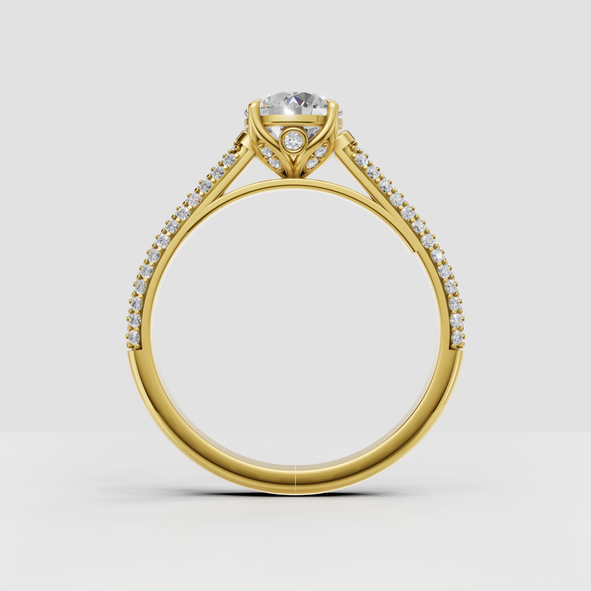 Split shank Diamond engagement ring in yellow gold