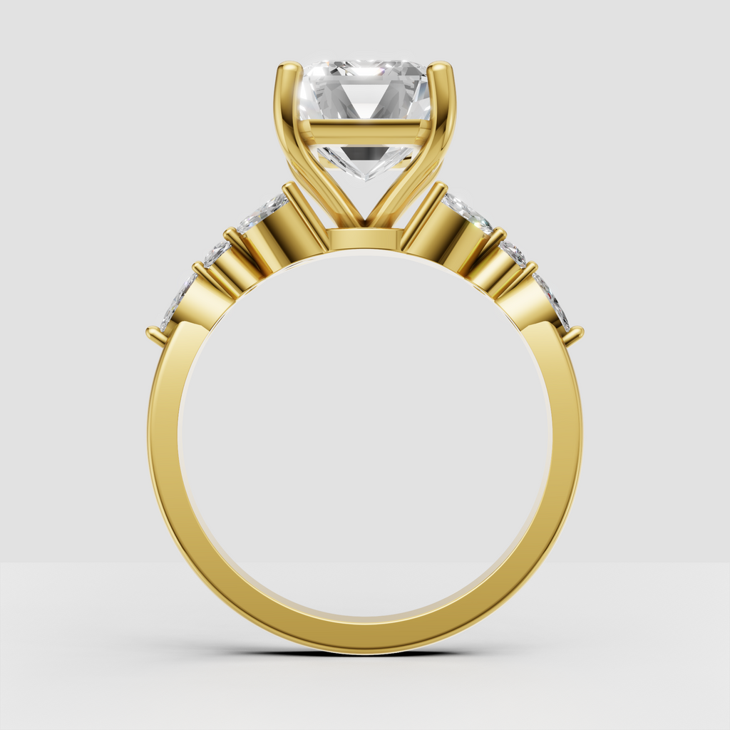 Split shank emerald diamond engagement ring