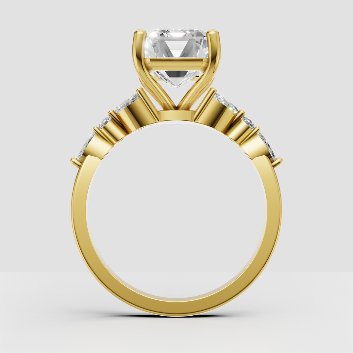 Split shank emerald diamond engagement ring