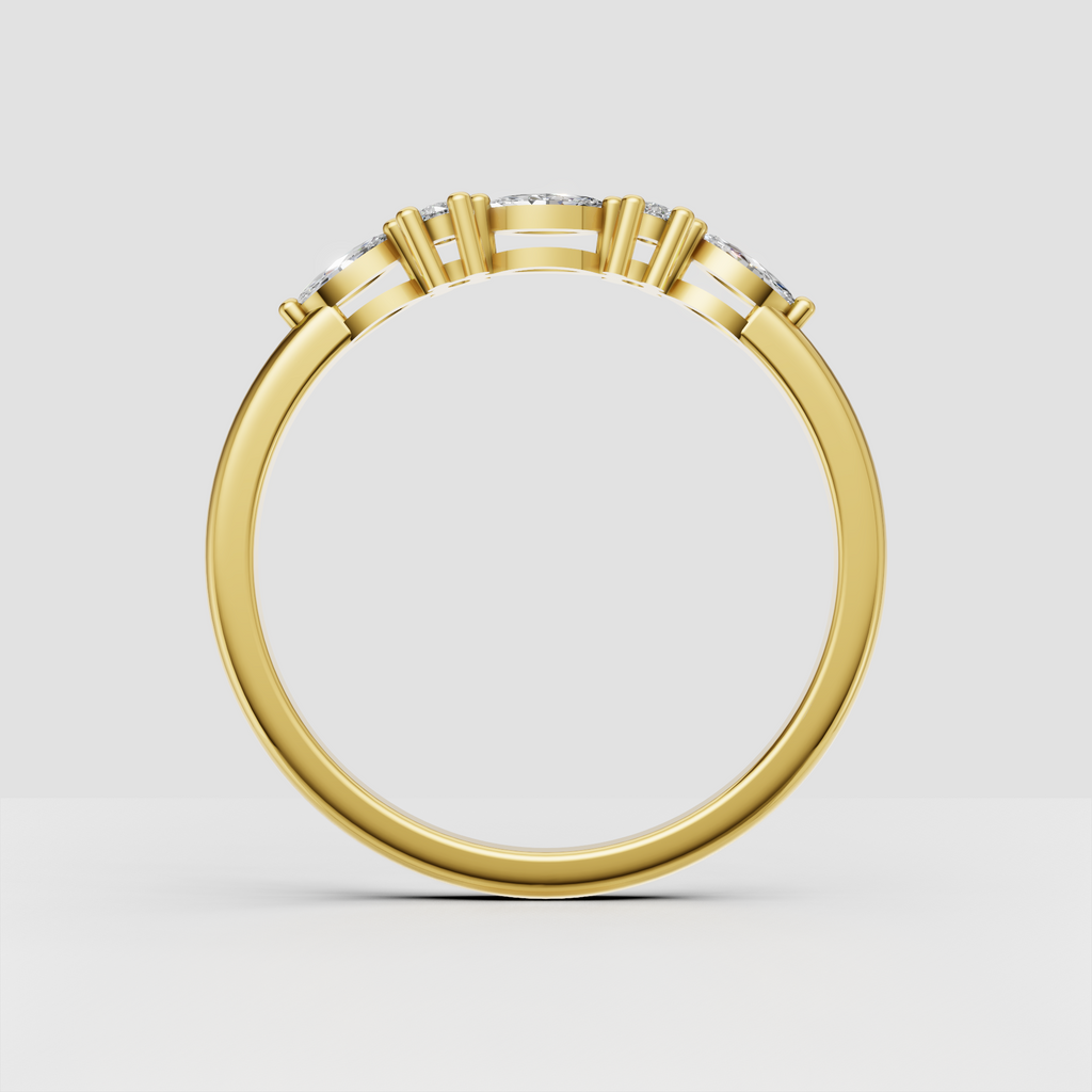 Round and marquise diamond stacking band with secure prong settings