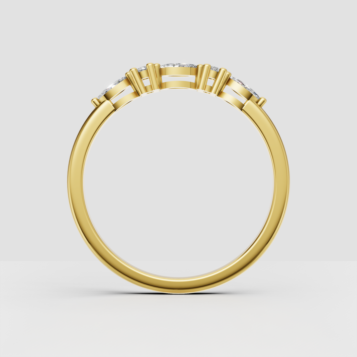 Round and marquise diamond stacking band with secure prong settings