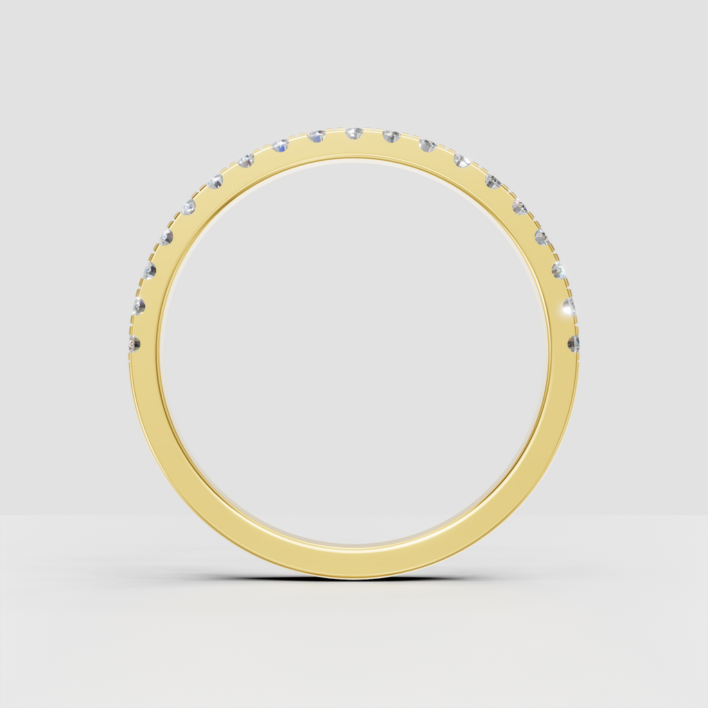 Round brilliant diamond half eternity band viewed from the front