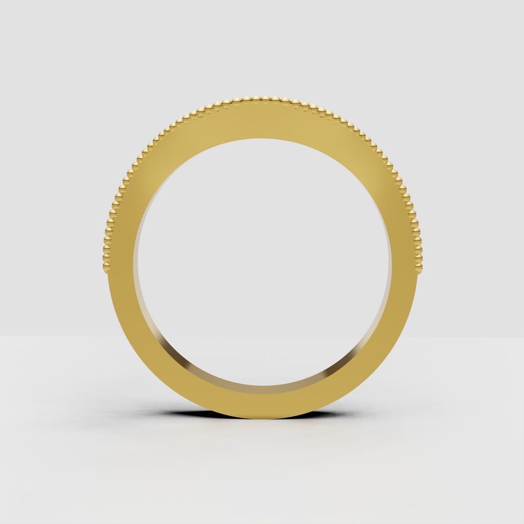 Vintage-inspired round diamond wedding band with milgrain details