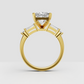 Princess cut solitaire ring with baguette diamond accents