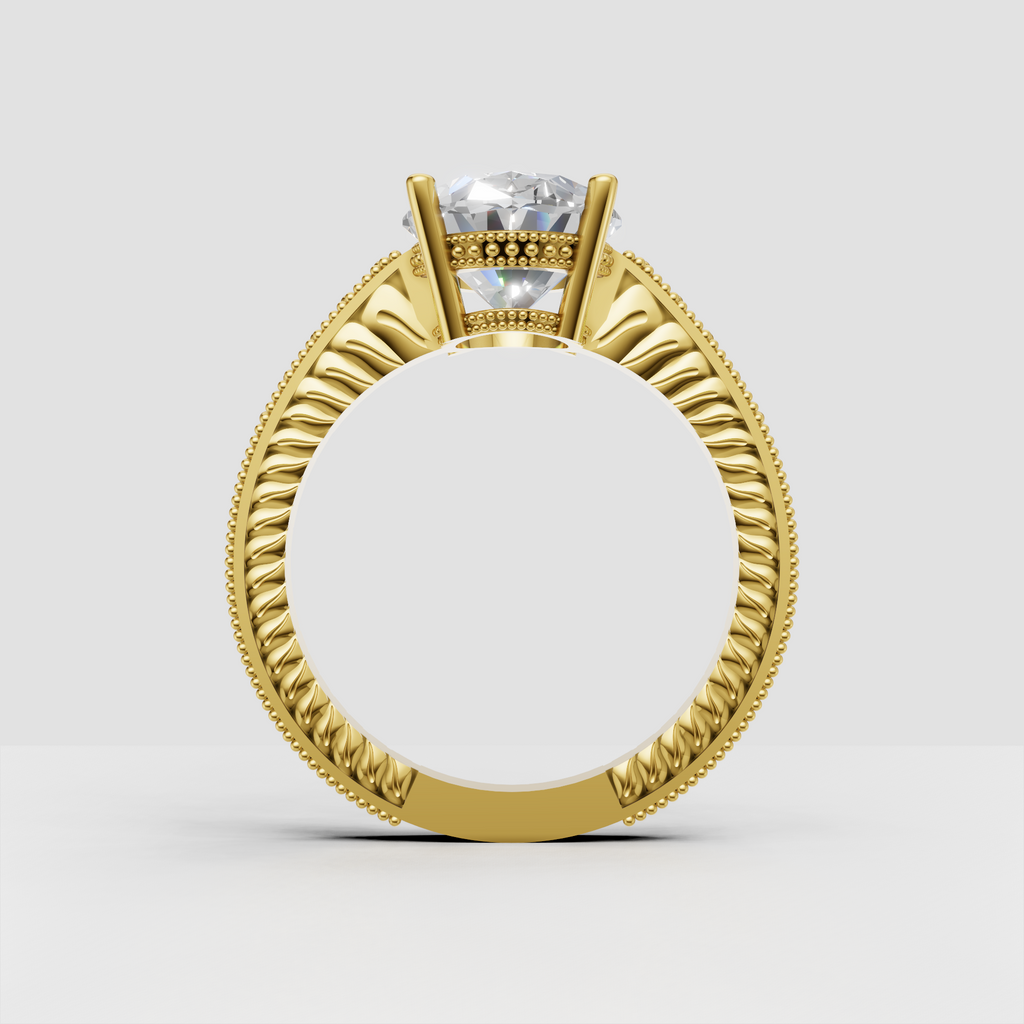 Oval diamond solitaire engagement ring with accent diamonds
