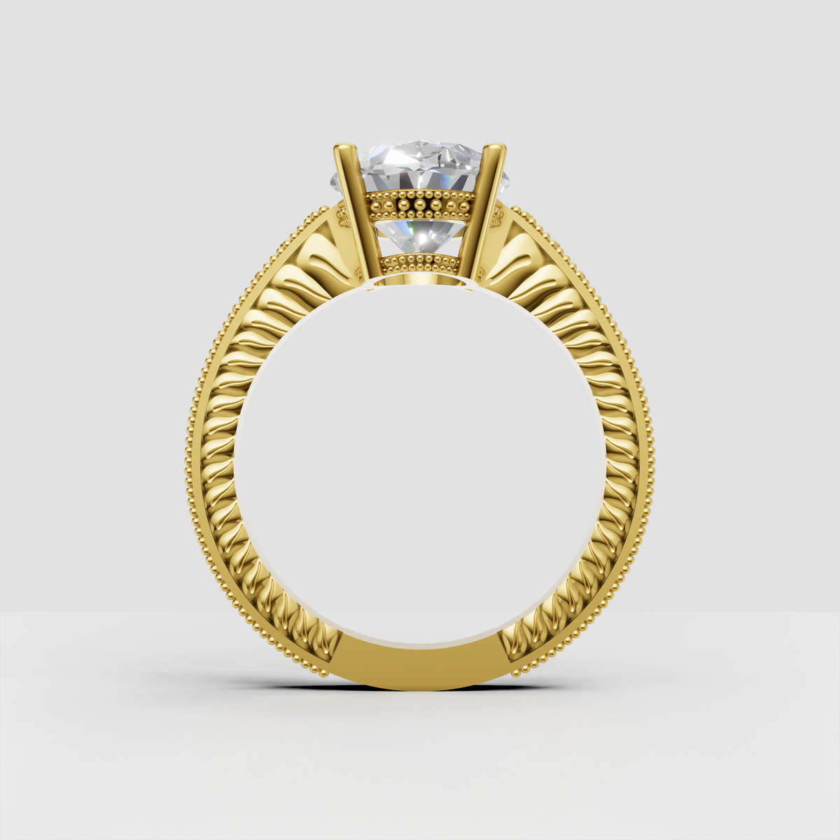 Oval diamond solitaire engagement ring with accent diamonds